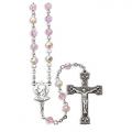  5mm Pink Crystal Bead Rosary Boxed 