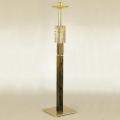  Processional "Enameled Cross" Bronze Paschal Candlestick w/Oak Column & Walnut Stain: 2155 Style 