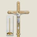  Satin Finish Bronze Floor Processional Crucifix: Style 2070 - 85" Ht 