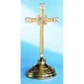  Altar Cross | 17" | Brass Or Bronze | Round Base | Geometric 