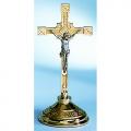  Altar Crucifix | 23" | Brass Or Bronze | Round Base | Geometric 
