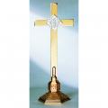  Altar Cross | 30" | Brass Or Bronze | Hexagonal Base | IHS 