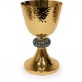  Hammered Chalice - Bread/Fish Motif - 7" Ht 