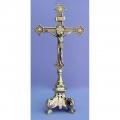  Shiny Brass Standing Crucifix, 13 3/4" 