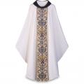  White Gothic Chasuble - Roll-Collar - Dupion Fabric 