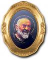  ST. PADRE PIO GOLD EMBOSSED PRINT GOLF LEAF FRAME 