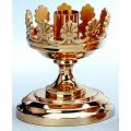  Altar Candlestick | 7" | Brass Or Bronze | Round Base With Fleur De Lis 