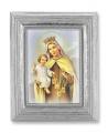  O.L. OF MOUNT CARMEL GOLD STAMPED PRINT IN SILVER FRAME 
