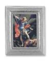  ST. MICHAEL GOLD STAMPED PRINT IN SILVER FRAME 