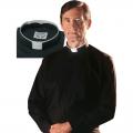  Black "ROMANO" Long Sleeve Clergy Shirt - Sizes 15" - 20 1/2" 