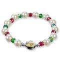  CHRISTMAS STRETCH BRACELET WITH ENAMELED NATIVITY MEDAL 