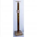  Fixed High Polish Finish Bronze Candlestick w/Wood Column: 9725 Style - 44" Ht - 1 1/2" Socket 