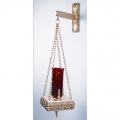  High Polish Finish Bronze Hanging Sanctuary Lamp With Bracket: 9725 Style - 32" Ht 