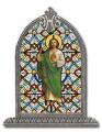  ST. JUDE TEXTURED ITALIAN ART GLASS IN ARCHED FRAME 