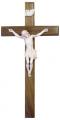  Beveled 24" Crucifix in Walnut Wood - Antique Ivory Corpus 