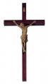  15" Block Crucifix in Walnut Wood - Simulated Hand Carved Corpus 