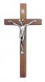  8" Block Crucifix in Walnut Wood - Pewter Corpus 