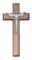  15" Risen Christ Beveled Crucifix in Walnut Wood - Golden Halo 
