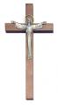  10" Risen Christ Block Crucifix in Walnut Wood & Pewter - Gilded Halo 