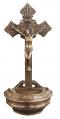  Crucifixion Holy Water Font Hand-Painted in Cold Cast Bronze, 9" 