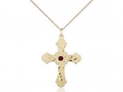  Cross Neck Medal/Pendant w/Garnet Stone Only for January 