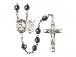  St. Sebastian/Ice Hockey Centre Rosary w/Hematite Beads 