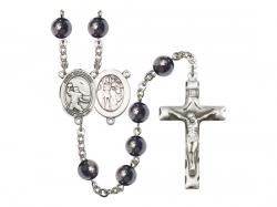  St. Sebastian/Football Centre Rosary w/Hematite Beads 