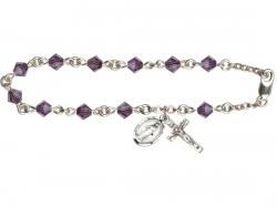  Rosary Bracelet w/Swarovski Rundell Bead in Assorted Colors 