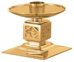  Altar Candlestick | 4-1/2\" | Brass Or Bronze | Square Base & Column 