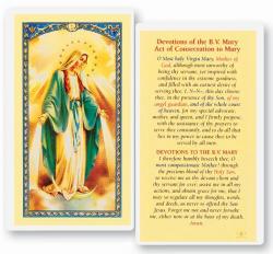  \"Devotions to the BVM/Act of Consecration to Mary\" Laminated Prayer/Holy Card (25 pc) 