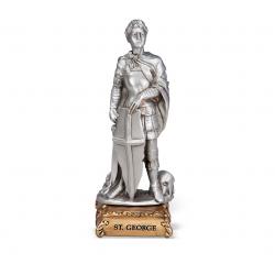  ST. GEORGE PEWTER STATUE ON BASE 