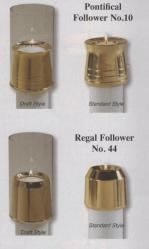  High Polish Brass Pontifical Draft Style Candle Burner/Follower - 7/8\" 