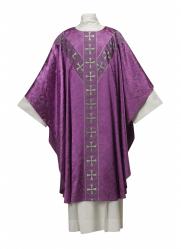  Chasuble - Chi-Rho in Tudor Rose: Plain Neck 