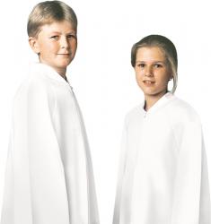  White Washable Choir/Server Alb With Hood or Mandarin Collar - Malta Fabric 