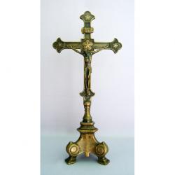  Antiqued Brass Standing Crucifix, 13\" 