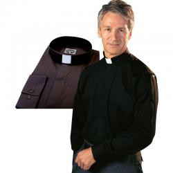  Black \"CLASSICO\" Long Sleeve Clergy Shirt - Sizes 15\" - 20 1/2\" 