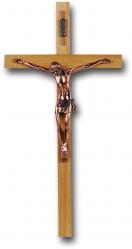  13\" OAK CROSS WITH ANTIQUE COPPER PLATED CORPUS 