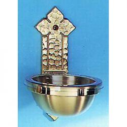  Holy Water Font | Wall Mount | 3\" x 8\" | Bronze | Hammered 