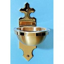  Holy Water Font | Wall Mount | 6-5/8\" Bowl | Bronze | Small Cross 
