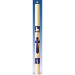  Blue \"Eucharist\" Wax Decorated Easter Paschal Candle 