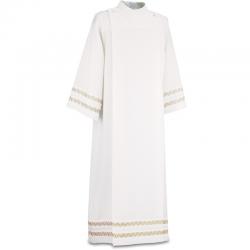  White Alb-300 With Embroidered Band in Gold-White (60) - Ravenna Fabric 