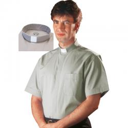  Grey \"CLASSICO\" Short Sleeve Clergy Shirt - Sizes 15\" - 20 1/2\" 