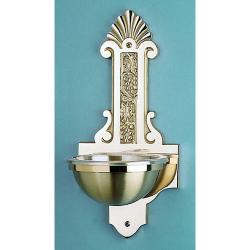  Holy Water Font | Wall Mount | 7\" x 16\" | Bronze Or Brass | Grape & Leaf 