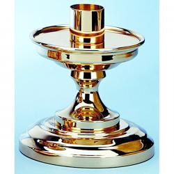  Altar Candlestick | 5\" | Brass Or Bronze | Round Base & Column 