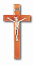  11\" CHERRY CROSS WITH ANTIQUE SILVER PLATED CORPUS 