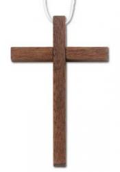  Wood Cross Pendant With Cord - 4-5/8\" (4 pc) 
