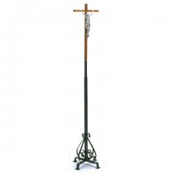  Standing Floor Wrought Iron Processional Cross/Crucifix - 78\"Ht 