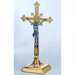  Altar Crucifix | 12\" | Brass Or Bronze | Square Base | Budded Cross 