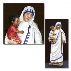  St. Mother Theresa of Calcutta w/Child Statue in Linden Wood, 8\" - 48\"H 