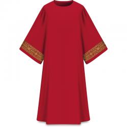  Red \"Assisi\" Deacon Dalmatic - Woven Orphrey - Elias Fabric 